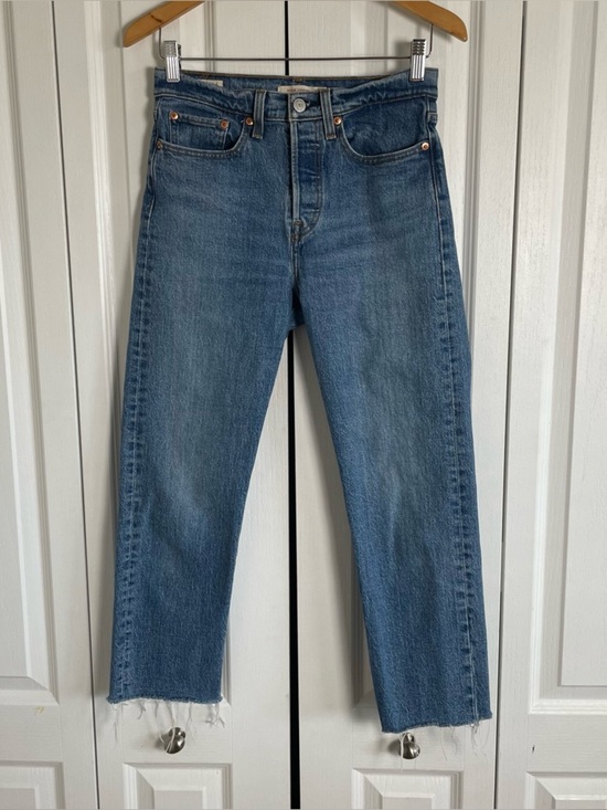 Levi's Denim - Levi's Premium Wedgie Straight Jeans Women's 27 High Rise Blue Denim Button Fly